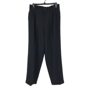 Vintage L.L. Bean High Rise Wool Trousers Women's Size 12 Black Straight Leg USA